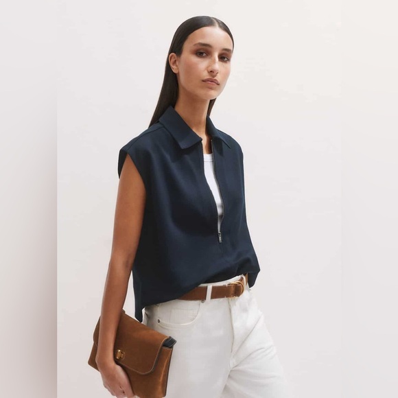 ME+EM Luxe Ponte Zip Through Sweater Vest Top NWT US 6 - Picture 1 of 12